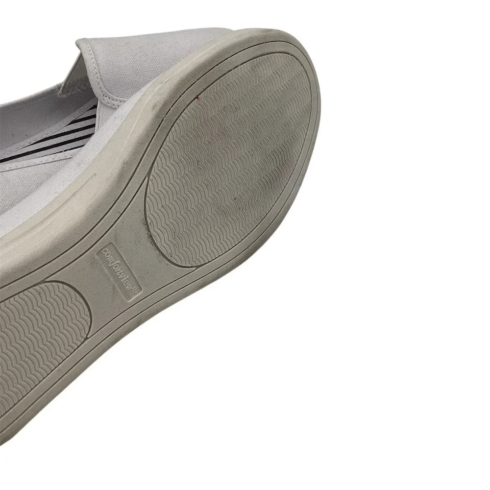 Comfortview Womens Slip-On Sneakers White Canvas Twin‎ Gore Casual Shoes